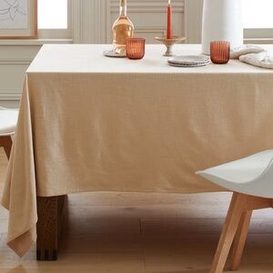 NWT QUINCE 70x108 Organic Cotton Tablecloth Flax 9396